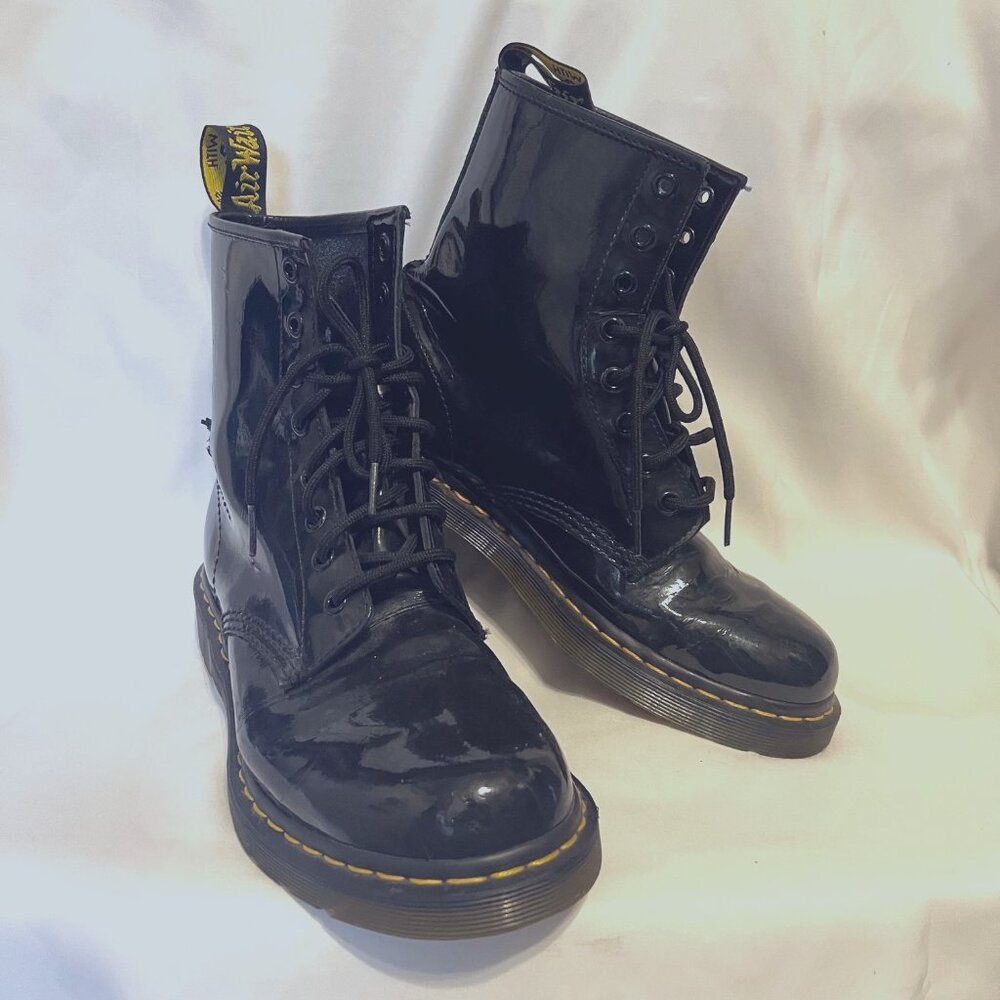 Dr. Martens--Sz.10 #1460 AIR Wair/Bouncing Soles-Black Patent Leather Shiny - Picture 2 of 16
